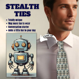 Retro Robot Gray Stealth Neck Tie Krawatte