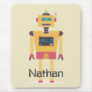 Retro Robot Illustration Personalisierte Kinder Mousepad