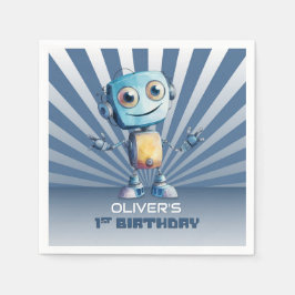 Retro Robot Thema 1. Geburtstag Serviette