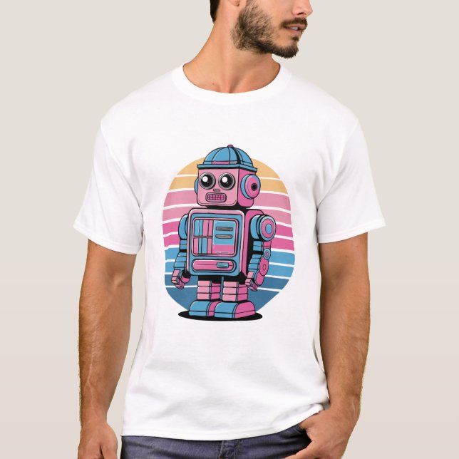 Retro Robot: Vintage Futuristic T-Shirt (Vorderseite)