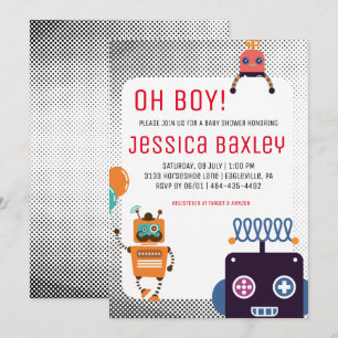 Retro-Roboter-Baby-Party Einladung