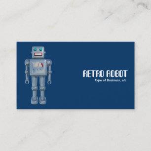 Retro Roboter - Blau (wechselnde Seiten) Visitenkarte