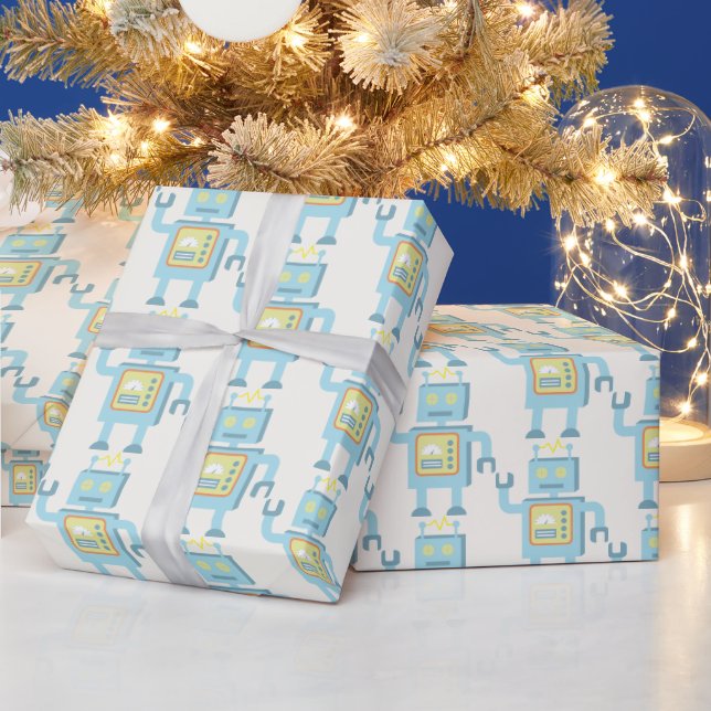 Retro Roboter Geschenkpapier (Feiertage)