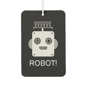 Retro-Roboter-Gesicht mit spielerischer Antenne Autolufterfrischer