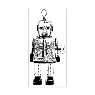Retro-Roboter Gummistempel