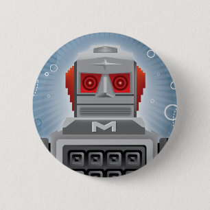 Retro Roboter-Knopf Button
