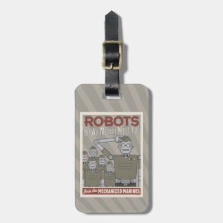 Retro-Roboter-Militärpropaganda Gepäckanhänger