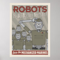 Retro-Roboter-Militärpropaganda