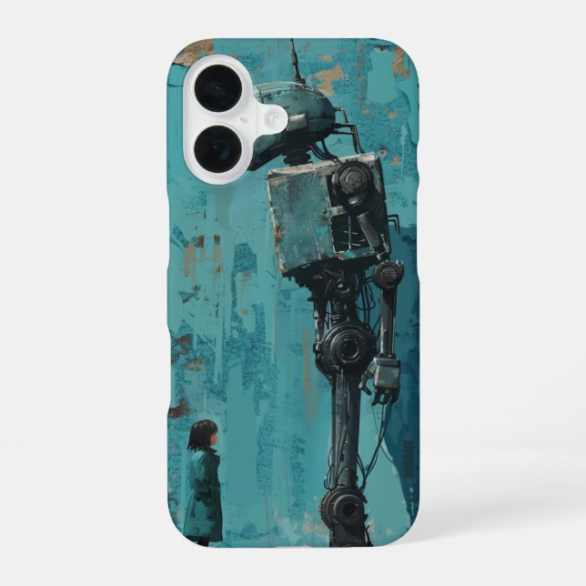 Retro-Roboter mit Mädchen iPhone 16 Hülle (Rückseite)