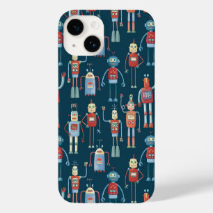 Retro-Roboter-Muster dunkel Case-Mate iPhone 14 Hülle