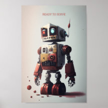 Retro Roboter-Plakat - Servierfertig