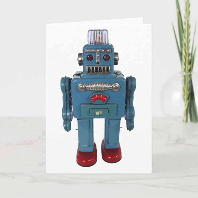 Retro Roboter-Raum-Gruß-Karte Karte (Vorderseite)