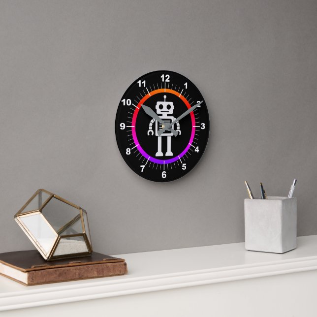 Retro Roboter Runde Wanduhr (Büro)