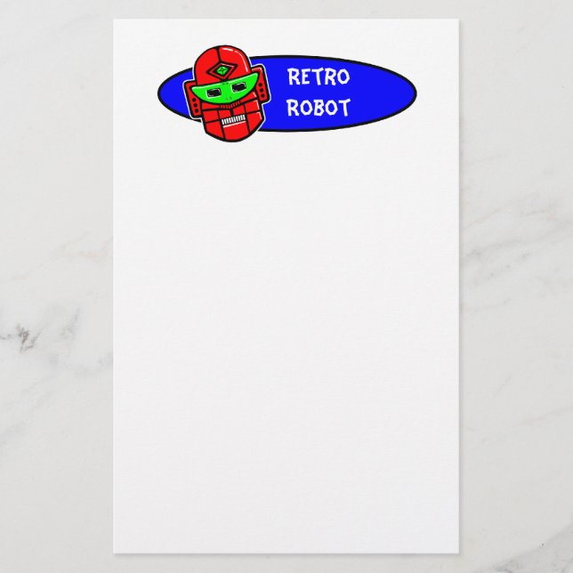 Retro Roboter sagt Briefpapier (Vorderseite)