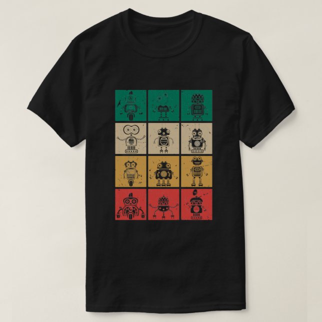 Retro Roboter Vintag Robotik T-Shirt (Design vorne)
