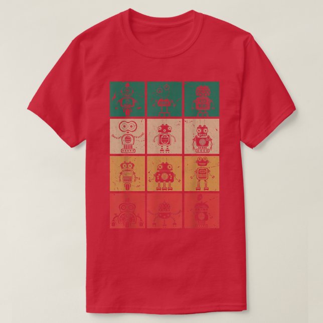 Retro Robots Evolution Robot  T-Shirt (Design vorne)