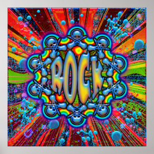 RETRO ROCK GUITES ET SKULS POSTER