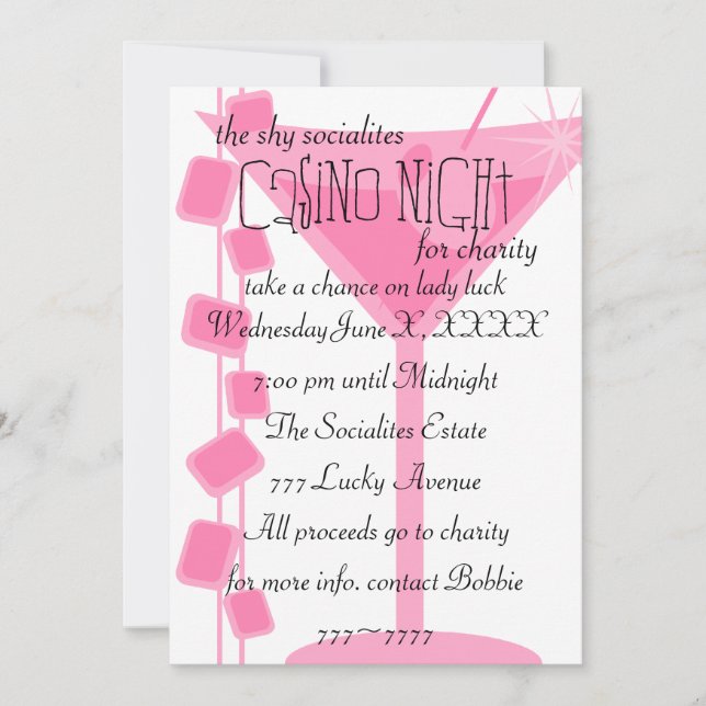 Retro Rock Martini Einladung (Vorderseite)