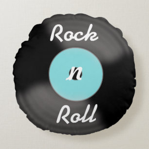 Retro-Rock-N-Roll-Plüschkissen mit Schallplatte Rundes Kissen