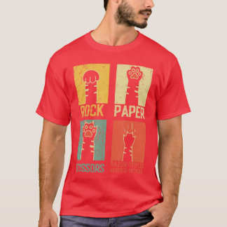Retro Rock Paper Scissors Hand Game Cute Paw Humor T-Shirt