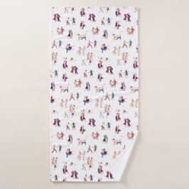 Retro Rock & Roll, Jiving, Tanzhintergrund Badehandtuch