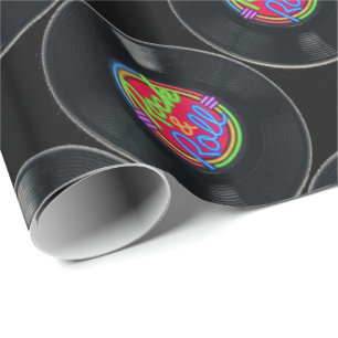Retro Rock & Roll Vinyl Geschenkpapier