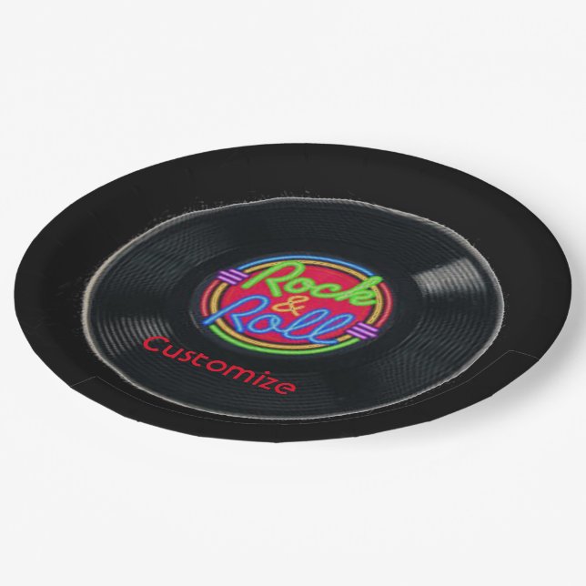 Retro Rock & Roll Vinyl Paper Teller 2 (Schrägansicht)