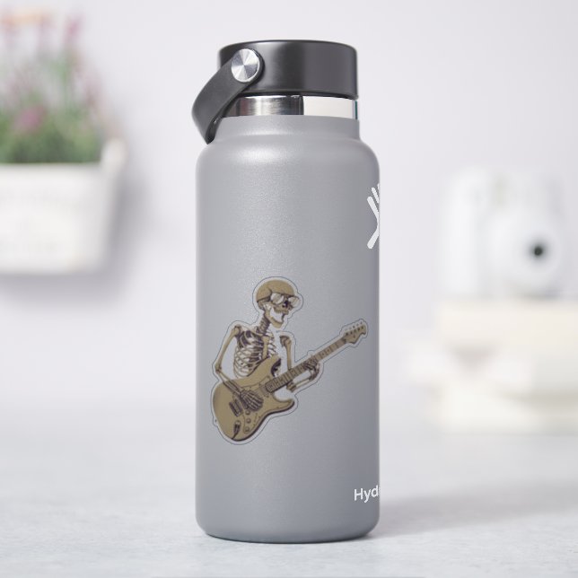 Retro Rock Skeleton Guitar Graphic Aufkleber (HydroFlask)