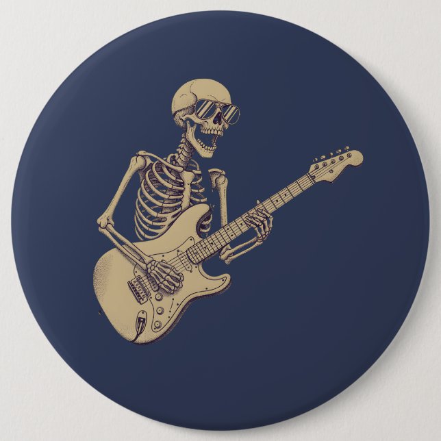 Retro Rock Skeleton Guitar Graphic Button (Vorderseite)