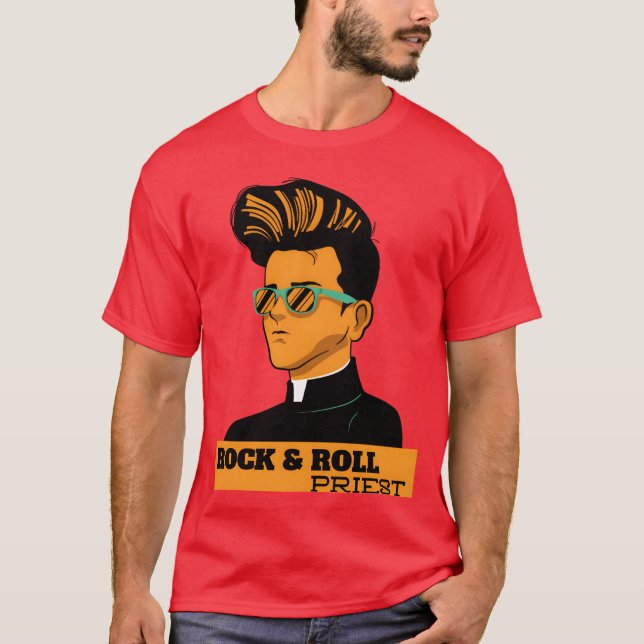 retro rock t shirt design Rock and roll priest fam (Vorderseite)