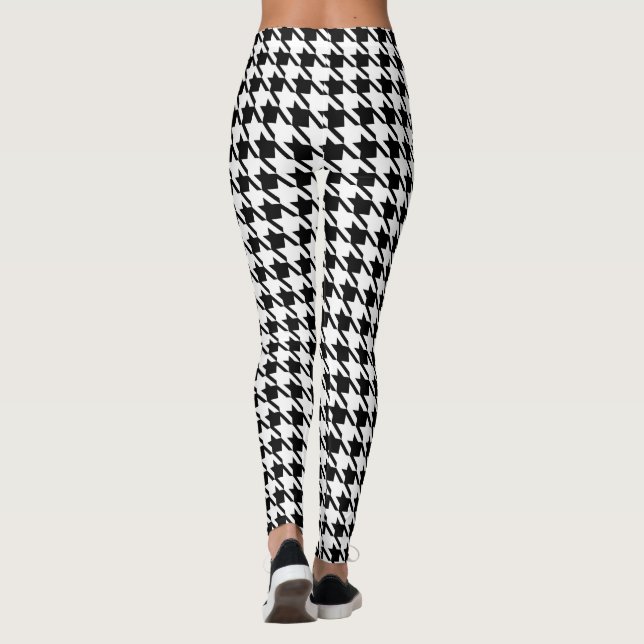 Retro Rockabilly Black Houndstooth Leggings (Dos)