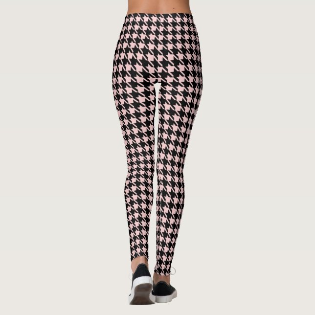 Retro Rockabilly Pink Black Hahnentrittmuster Legg Leggings (Rückseite)