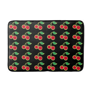 Retro Rockabilly Roter Kirsch-Badezimmer-Badmatte Badematte