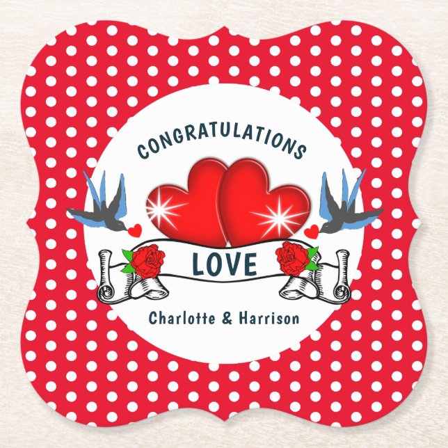 Retro Rockabilly Theme Wedding Untersetzer (Vorderseite)