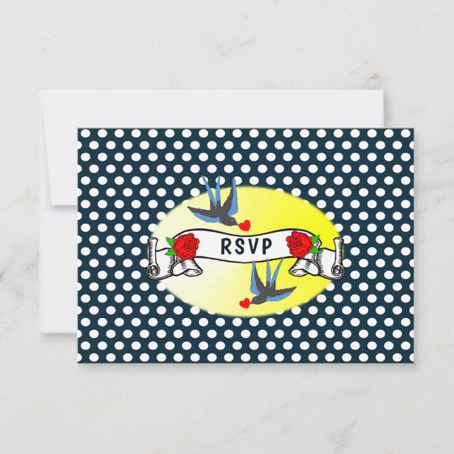 Retro Rockabilly Wedding RSVP der 50er Jahre (Vorderseite)