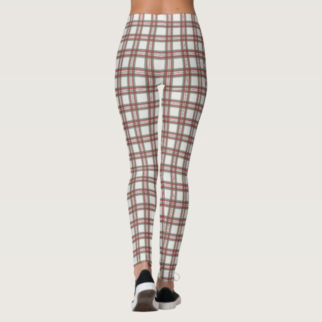 Retro Rockabilly White Kariert Leggings Pants (Rückseite)