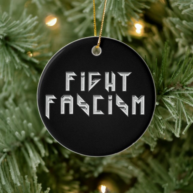 Retro Rocker - Faschismus bekämpfen Keramik Ornament (Baum)