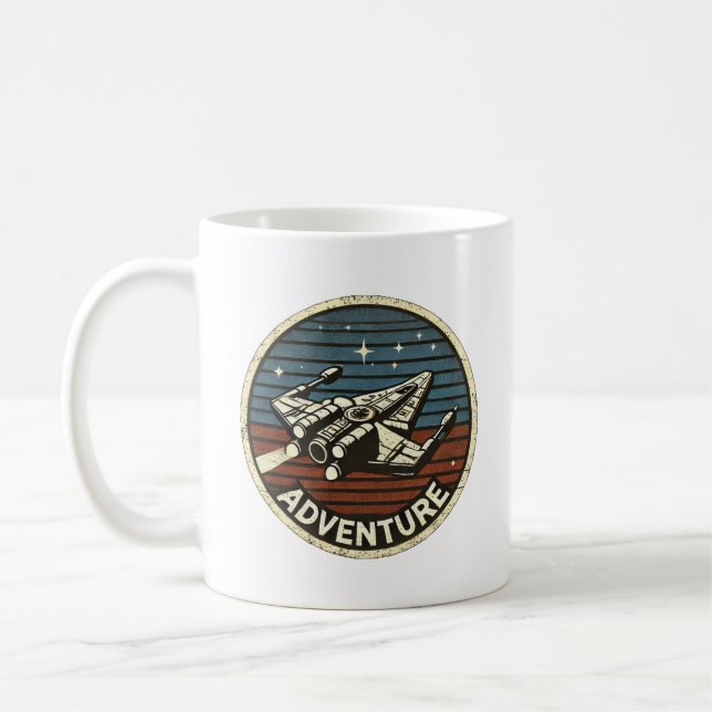 Retro Rocket Adventure in der Outer Space Tasse (Links)