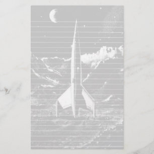 Retro Rocket auf unfruchtbarem Planeten Briefpapier