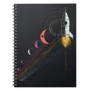 Retro Rocket Cosmic Journey Notebook Notizblock