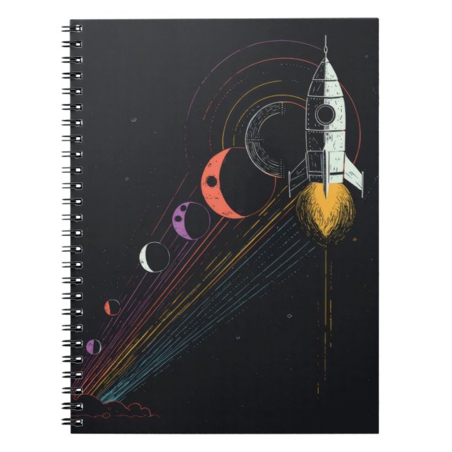 Retro Rocket Cosmic Journey Notebook Notizblock (Vorderseite)