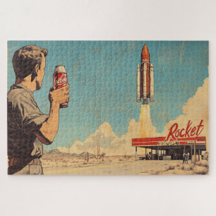 Retro Rocket Launch Poster