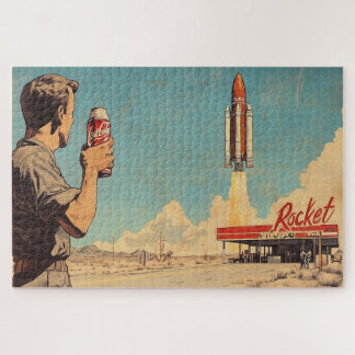 Retro Rocket Launch Poster