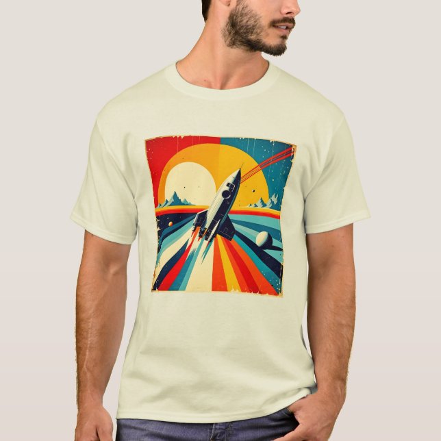 Retro Rocket Launch T-Shirt (Vorderseite)