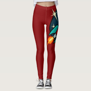 RETRO ROCKET SCHIFF GRAFIK RED LEGGINGS