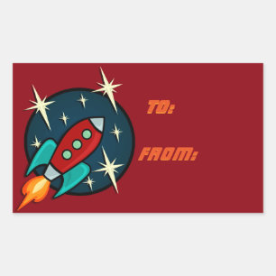 RETRO-ROCKET-SCHIFFFAHRTSCHIFFFAHRT-STICKER RECHTECKIGER AUFKLEBER