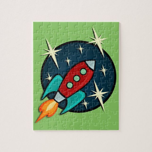 RETRO ROCKET SHIP ILLUSTRATION JIGSAW PUZZLE (Vertikal)