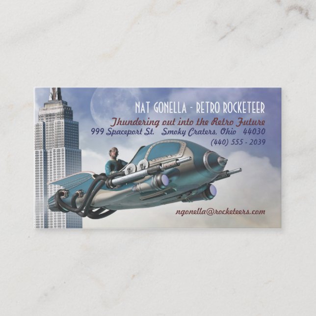 Retro Rocketeer-Visitenkarten Visitenkarte (Vorderseite)