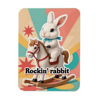 Retro rockin rabbit greeting  magnet
