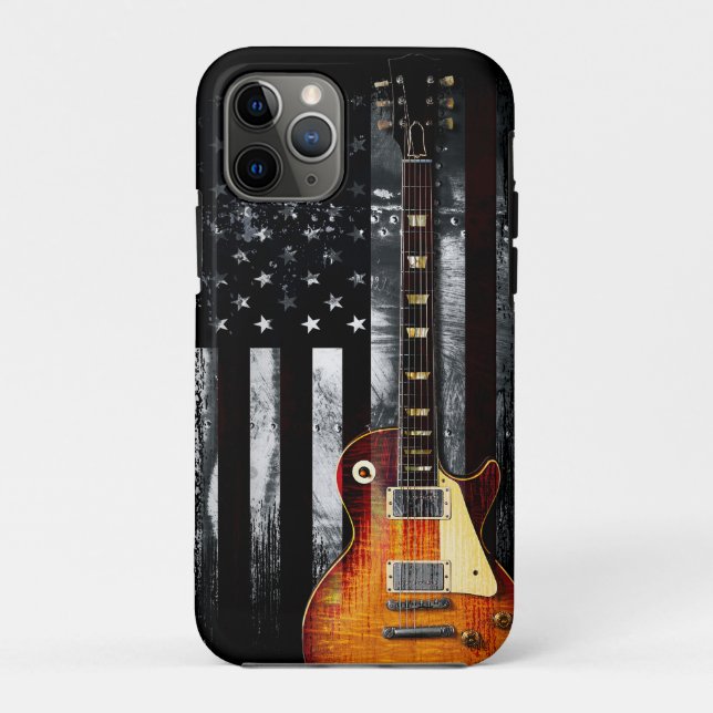 Retro Rock'n'Roll American Flag Guitar Case-Mate iPhone Hülle (Rückseite)